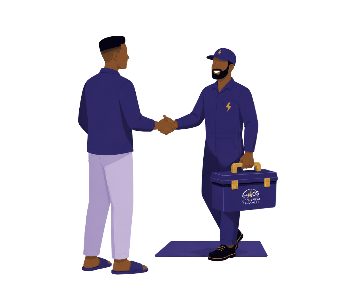 A homeowner welcoming a verified Artilance electrician arriving with tools